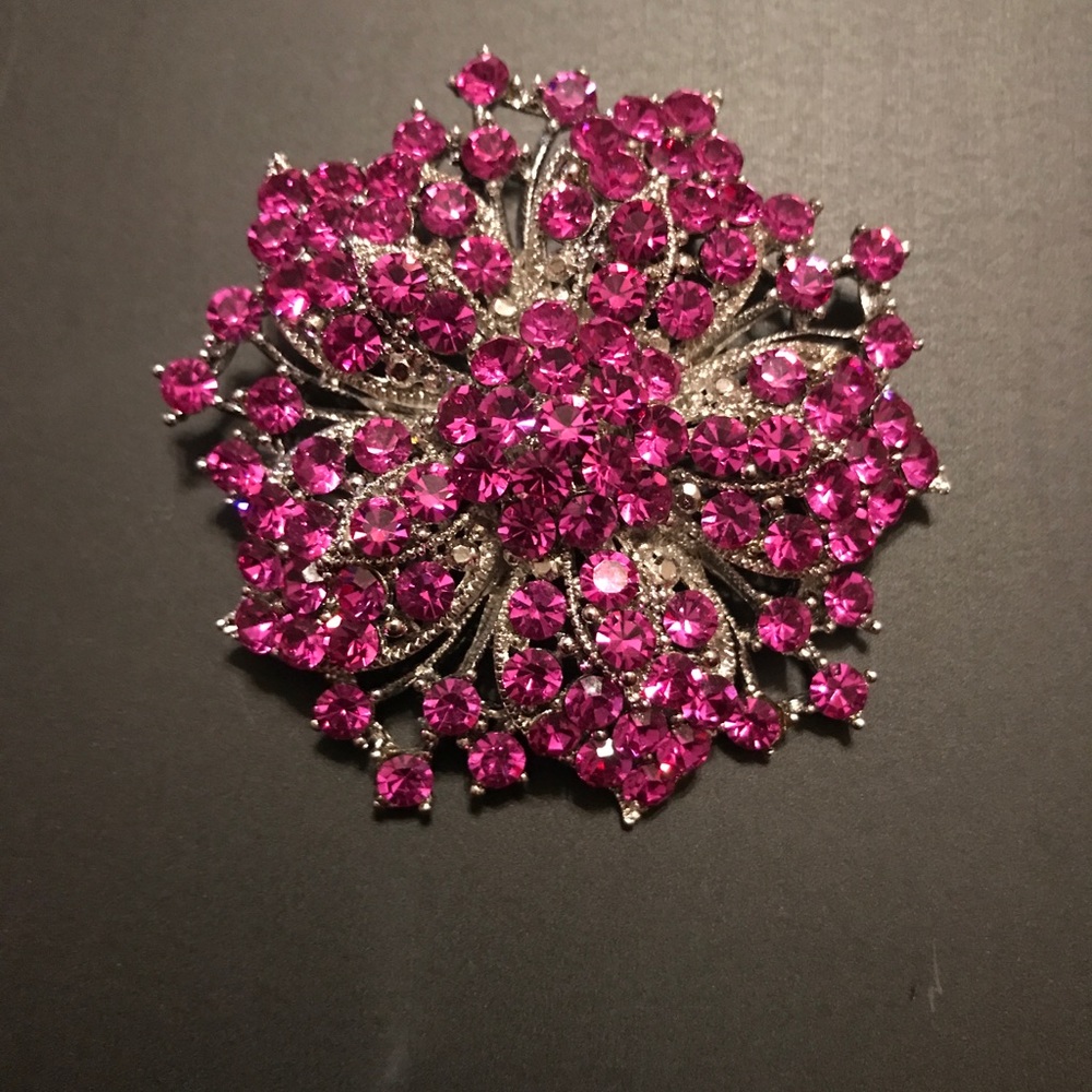 Hot Pink Rhinestone Pin Pendant - Picture 2 of 4